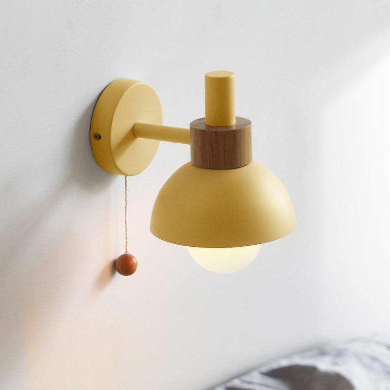 NOYA – Pastel Wood & Metal Globe Wall Sconce / Stylish Wall Lamp Lighting