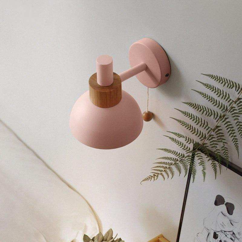 NOYA – Pastel Wood & Metal Globe Wall Sconce / Stylish Wall Lamp Lighting