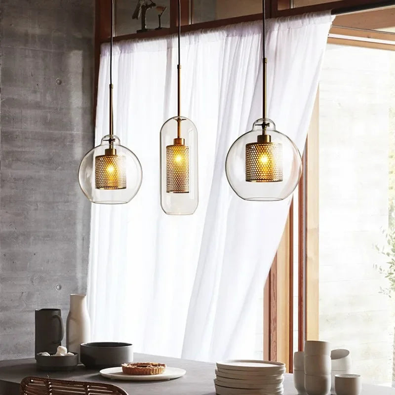 SKYM – Adjustable Glass Pendant Lighting / Nordic Vintage Kitchen Light