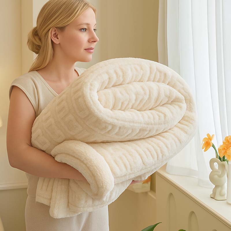 Soft Thickened Coral Fleece Blanket / Scandinavian Faux Lambswool Throw