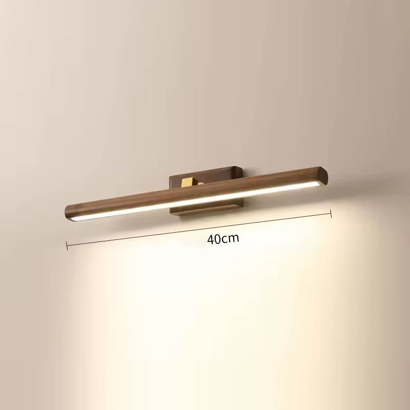SVARA - Dark Wood Nordic Linear Wall Sconce - Modern LED Bathroom Wall Light