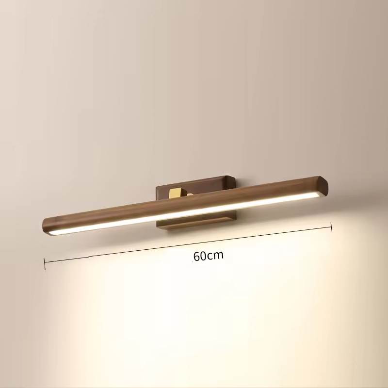 SVARA - Dark Wood Nordic Linear Wall Sconce - Modern LED Bathroom Wall Light