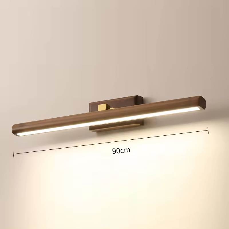 SVARA - Dark Wood Nordic Linear Wall Sconce - Modern LED Bathroom Wall Light