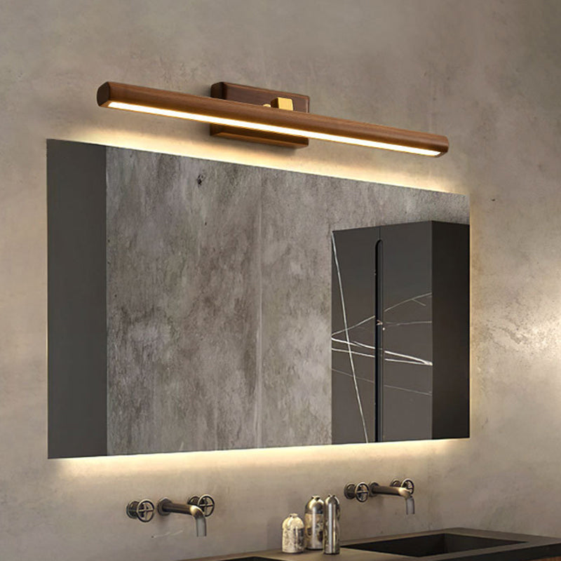 SVARA - Dark Wood Nordic Linear Wall Sconce - Modern LED Bathroom Wall Light