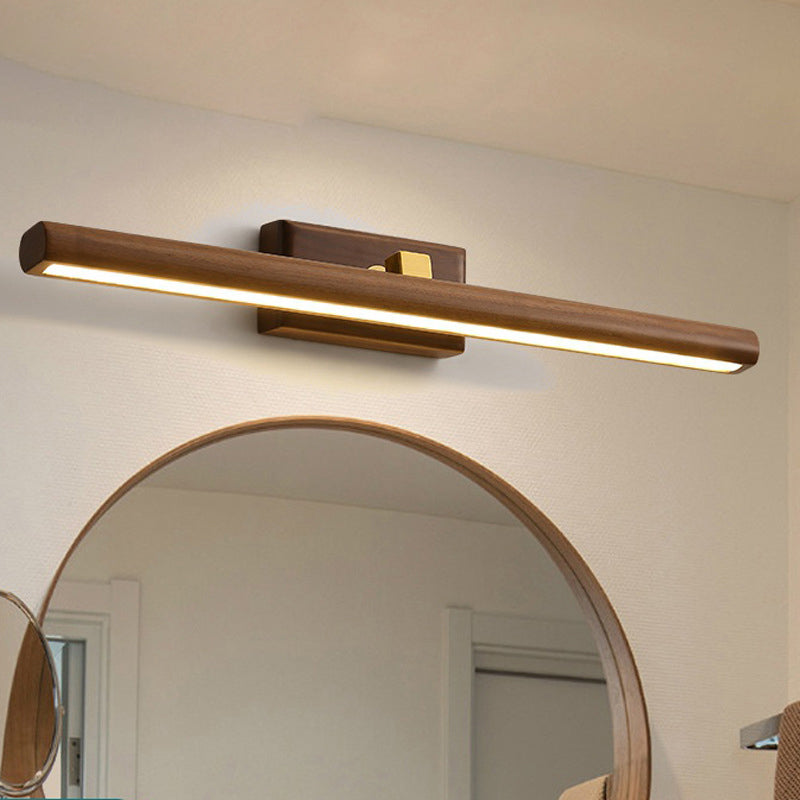 SVARA - Dark Wood Nordic Linear Wall Sconce - Modern LED Bathroom Wall Light