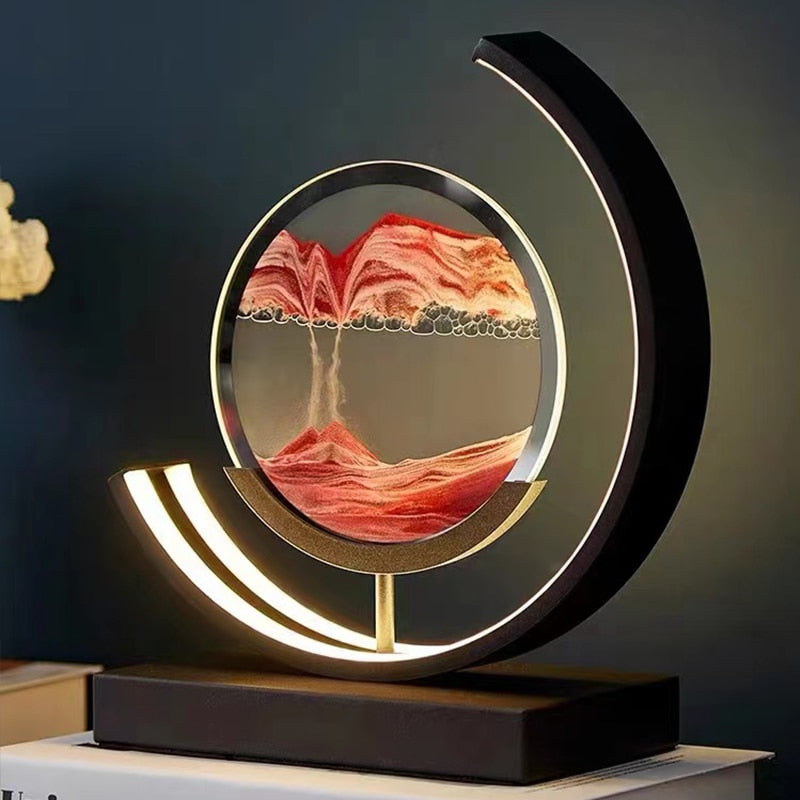 SWIRL – Quicksand Table Lamp / Unique 3D Sand Art Bedside Light