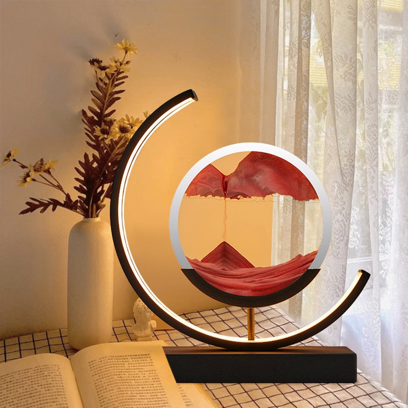 SWIRL – Quicksand Table Lamp / Unique 3D Sand Art Bedside Light