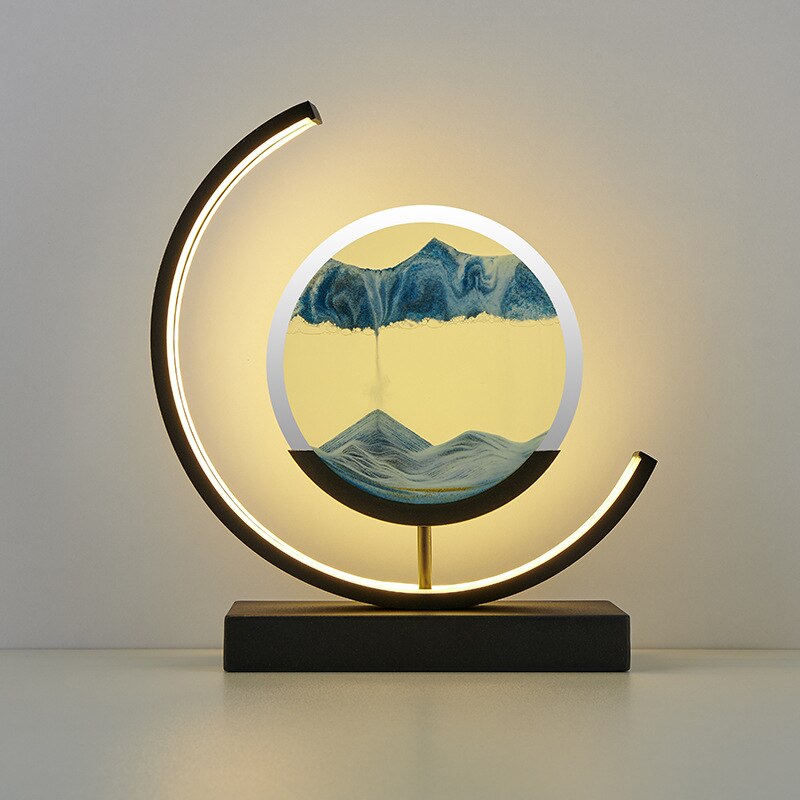 SWIRL – Quicksand Table Lamp / Unique 3D Sand Art Bedside Light