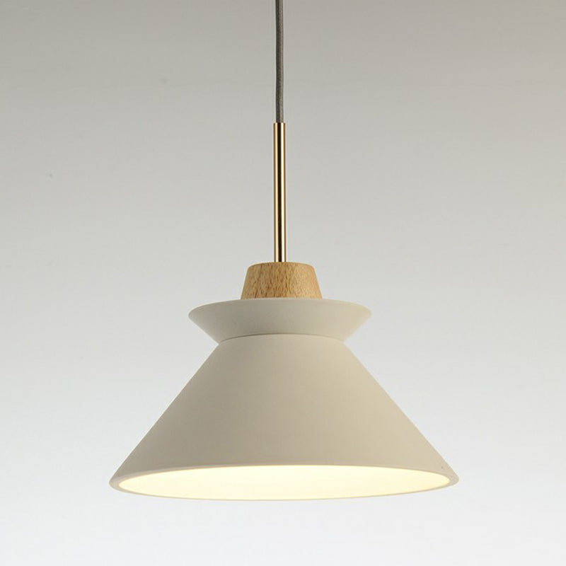 TYRA – Nordic Wood & Cement Pendant Light / Scandinavian Dining Lamp