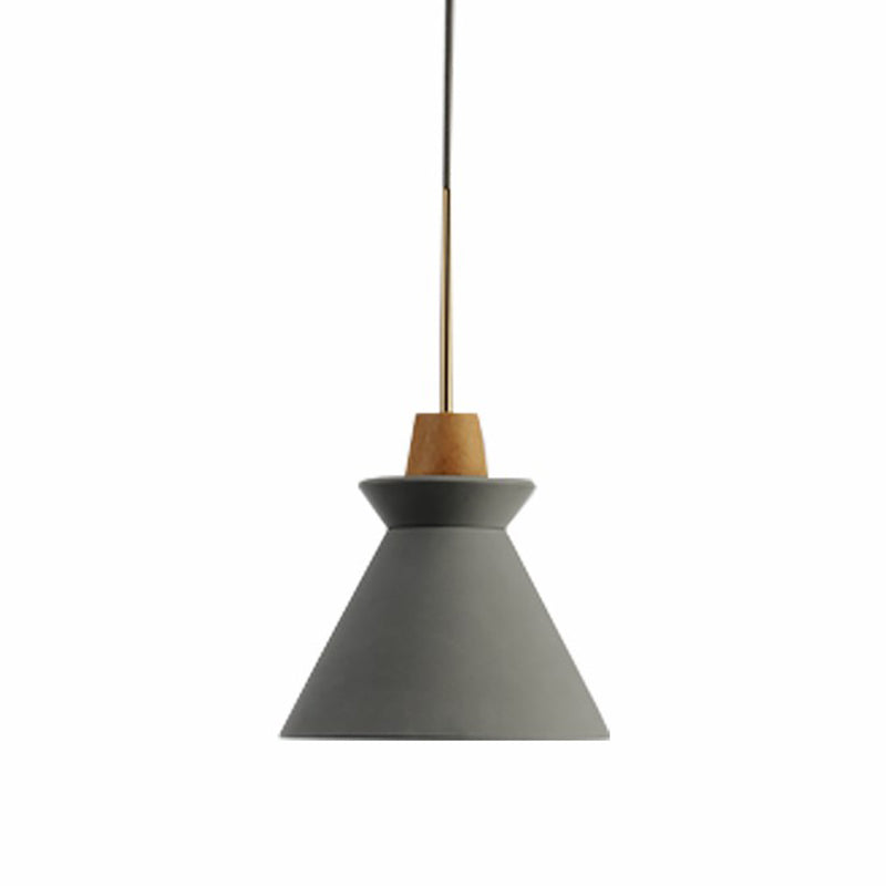 TYRA – Nordic Wood & Cement Pendant Light / Scandinavian Dining Lamp