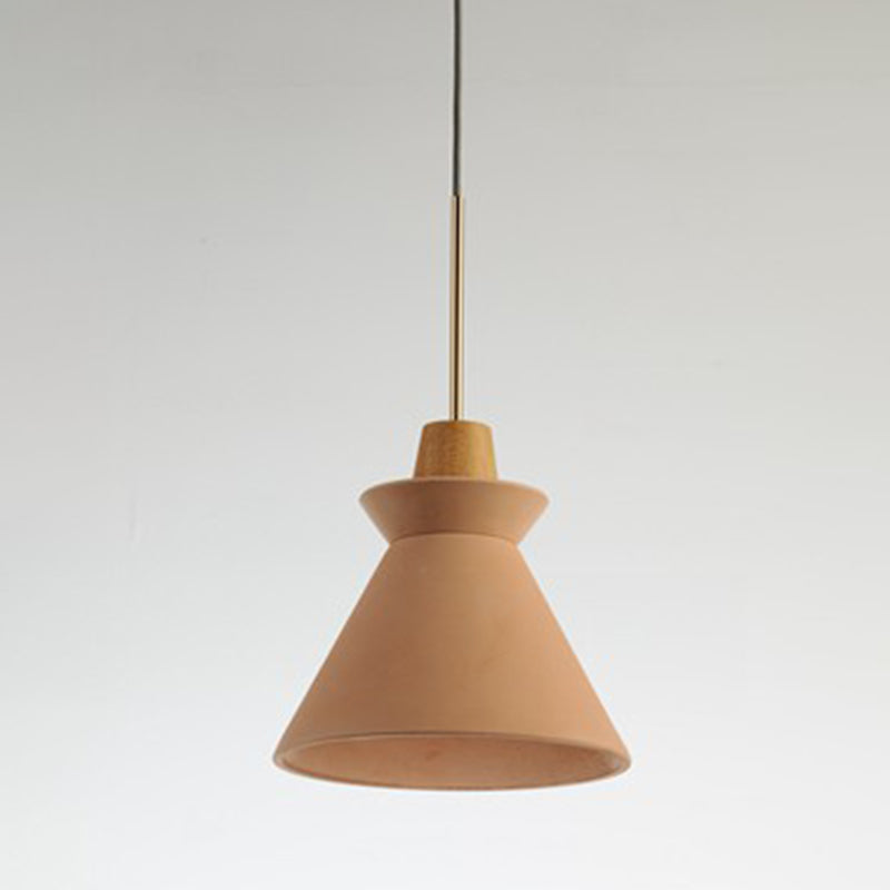 TYRA – Nordic Wood & Cement Pendant Light / Scandinavian Dining Lamp