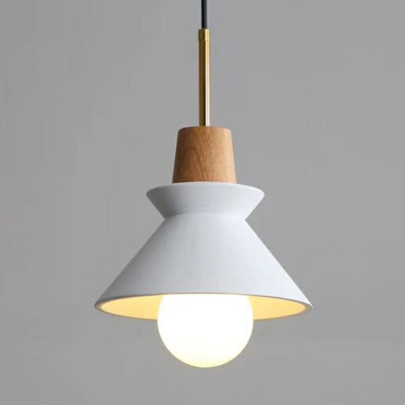 TYRA – Nordic Wood & Cement Pendant Light / Scandinavian Dining Lamp